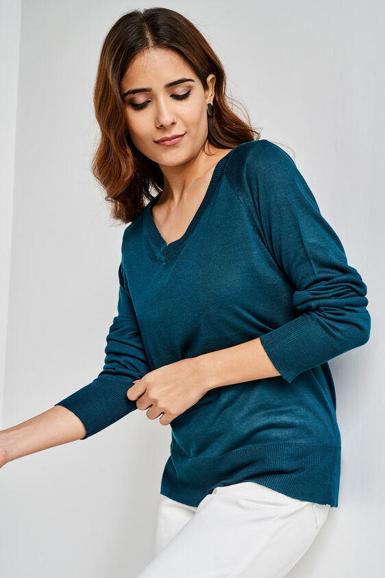 Solid Straight Top, Teal, image 2